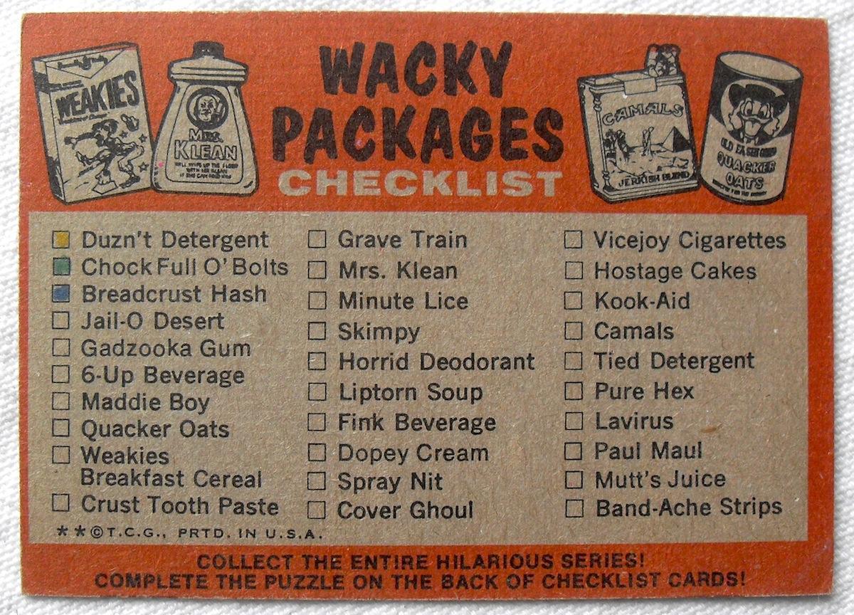 1973 Wacky Packages Stickers 1st Series CHECKLIST