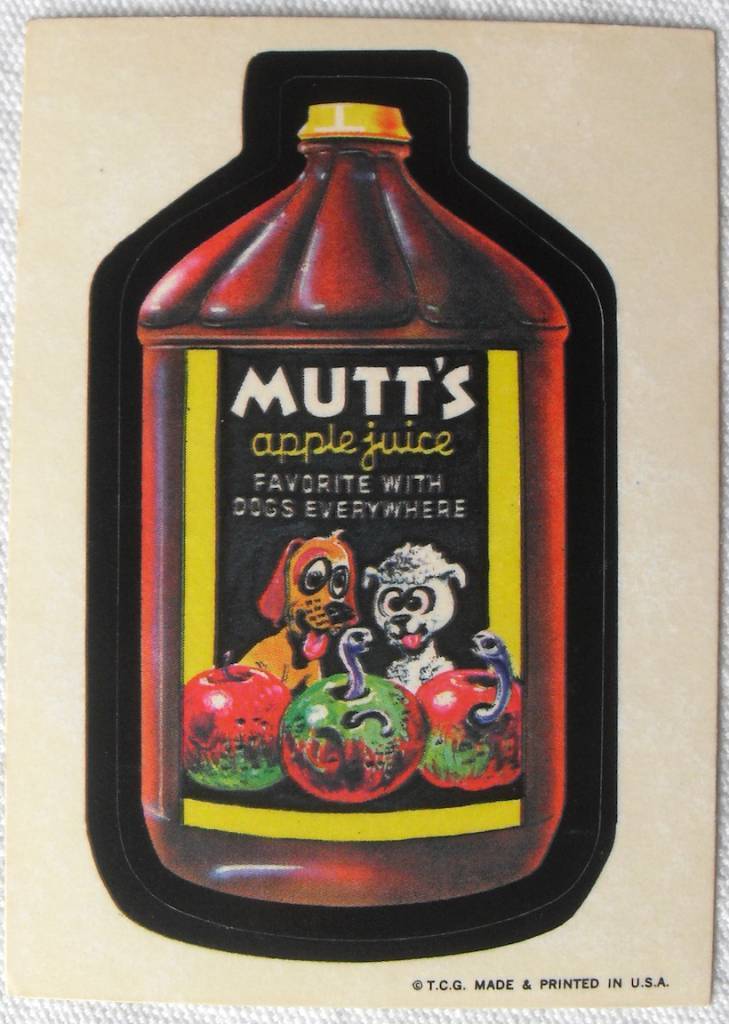 1973 Wacky Packages Stickers 1st Series MUTTS APPLE JUICE