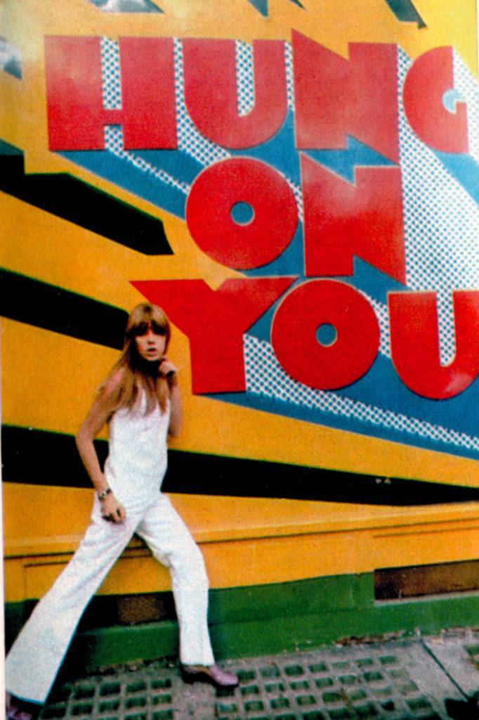 Jenny Boyd outside Hung On You boutique, 1967 Via