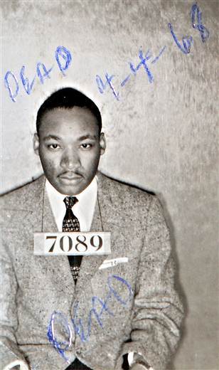 A Montgomery (Ala.) Sheriff's Department booking photo of The Rev. Martin Luther King Jr. taken Feb 22, 1956