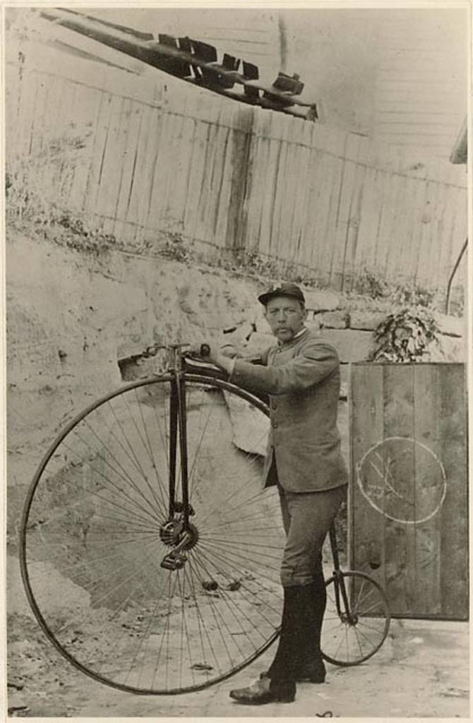 Alfred Lee and penny farthing, Glen Street, North Sydney, undated / photographer unknown