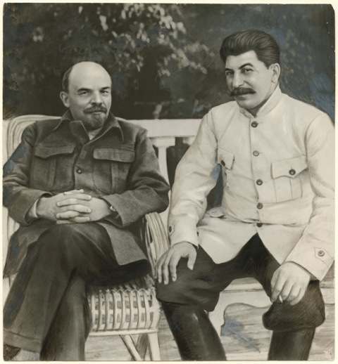 Lenin and Stalin in Gorki in 1922 (Unidentified Russian artist, 1949)