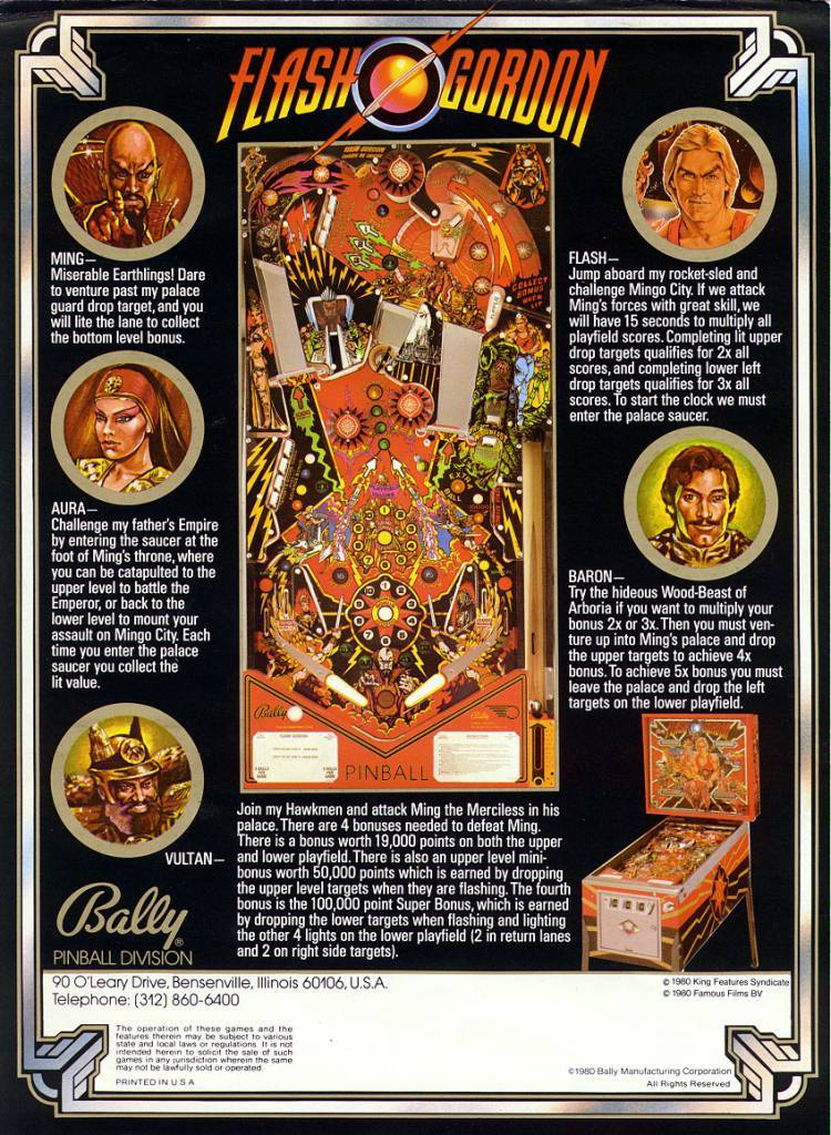The Flash Gordon Pinball Table Flyer (1980)