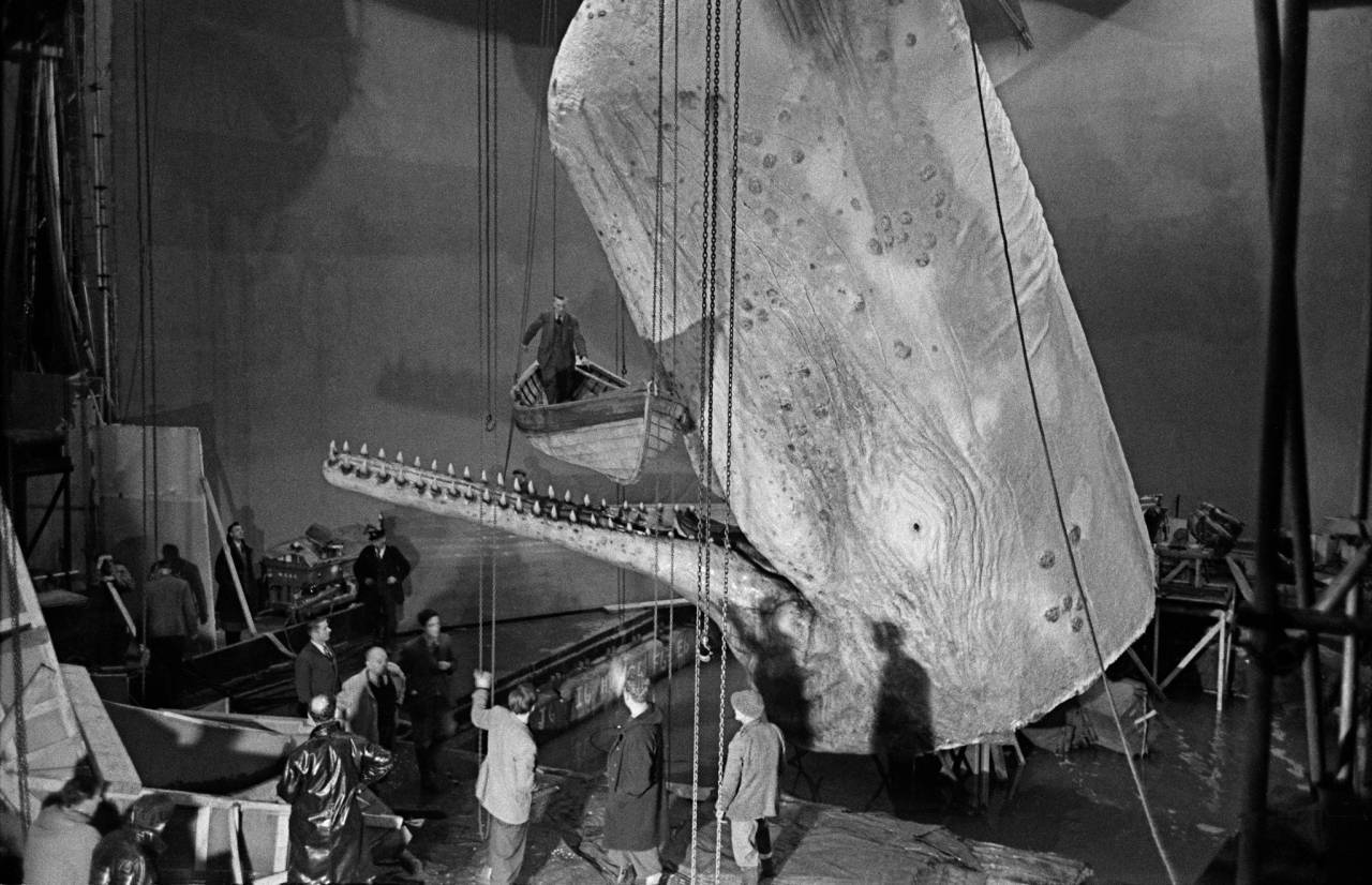 1954, England, Elstree Film Studios, filming "Moby Dick" (b)