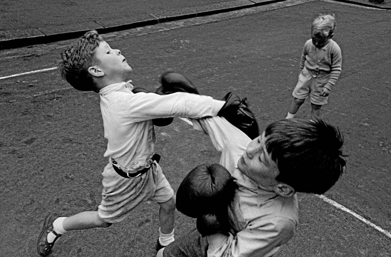 1955, London, Lambeth, boxing boys (d)