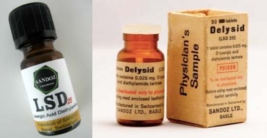 In 1965, LSD was still legal in California, where the early Acid Tests took place. Image on left courtesy Farmer Dodds. Image on right courtesy the Herb Museum.