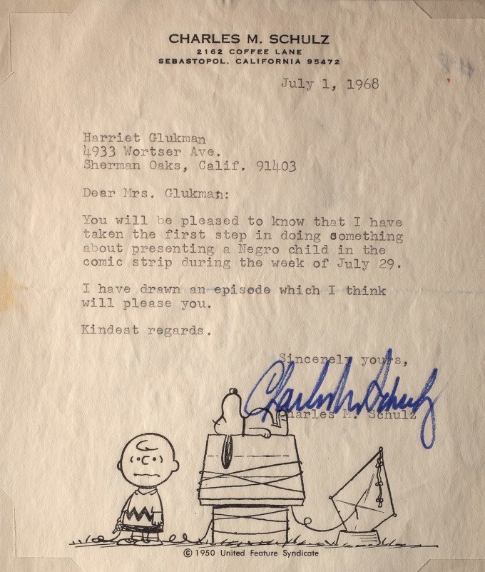 Charles M Schulz Franklin letter civil rights