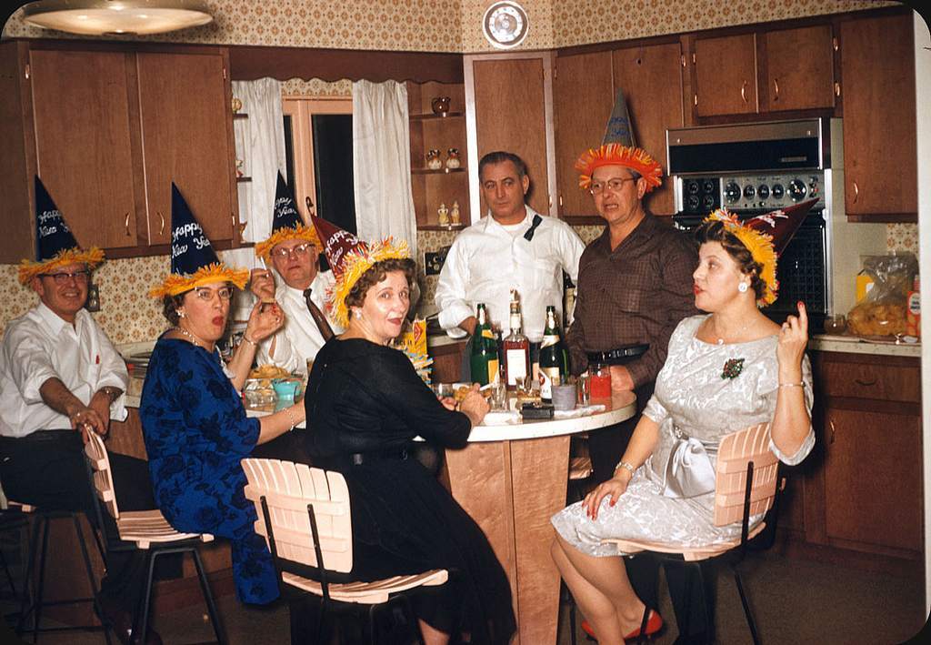 new years eve party retro vintage dancing drinking