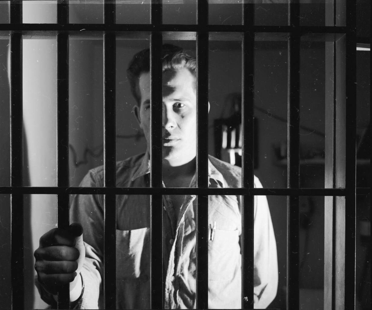 circa 1956: Prisoner Paul Harris in his cell at Iowa State Prison. (Photo by Three Lions/Getty Images)