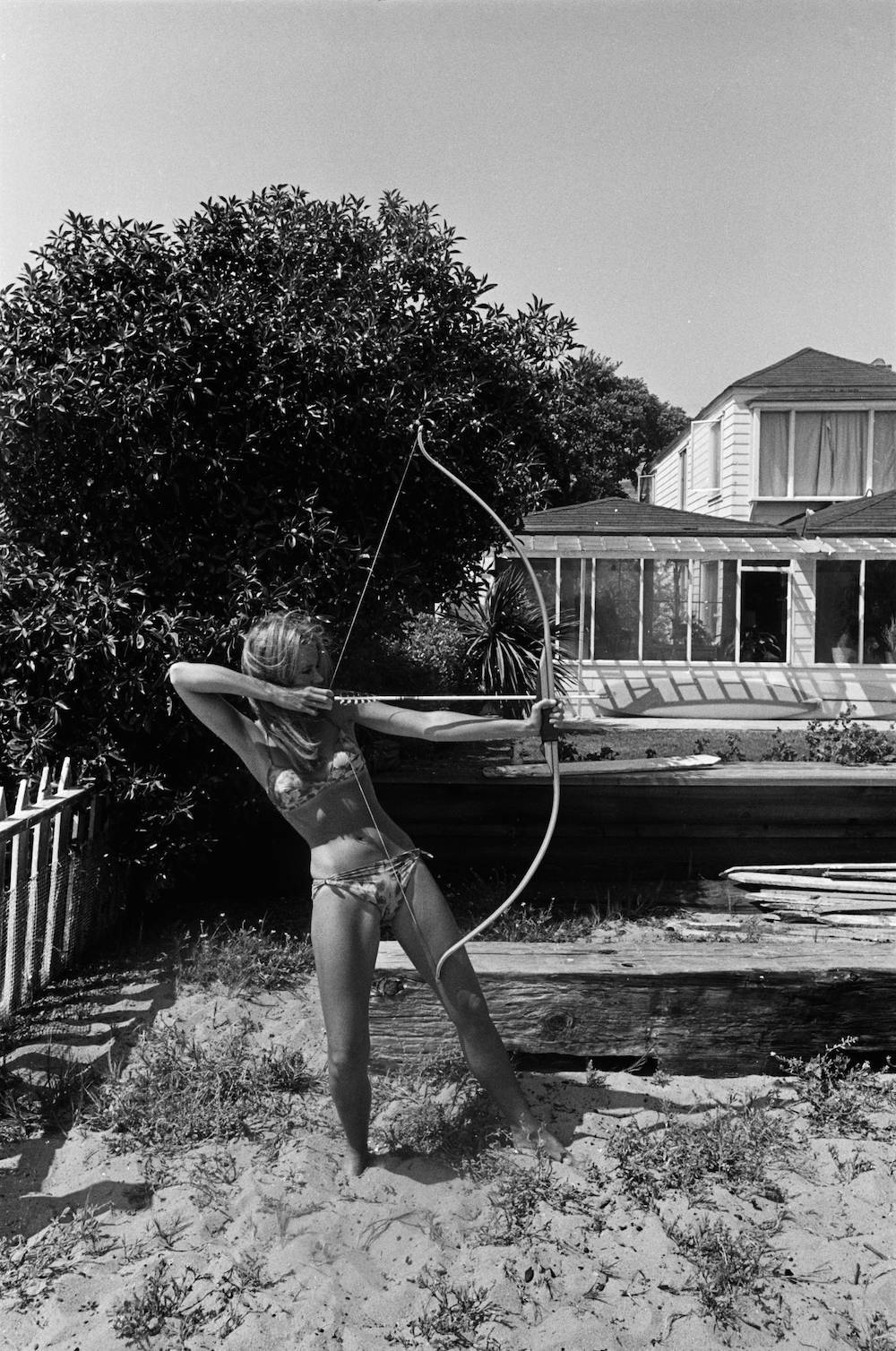 Jane Fonda (with bow & arrow), Malibu, 1965