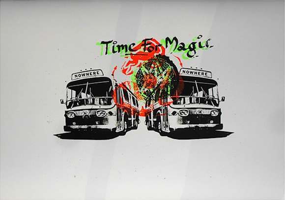 Ragged Kingdom Nowhere Buses with hand screened additions. Limited edition of 10, 2011.