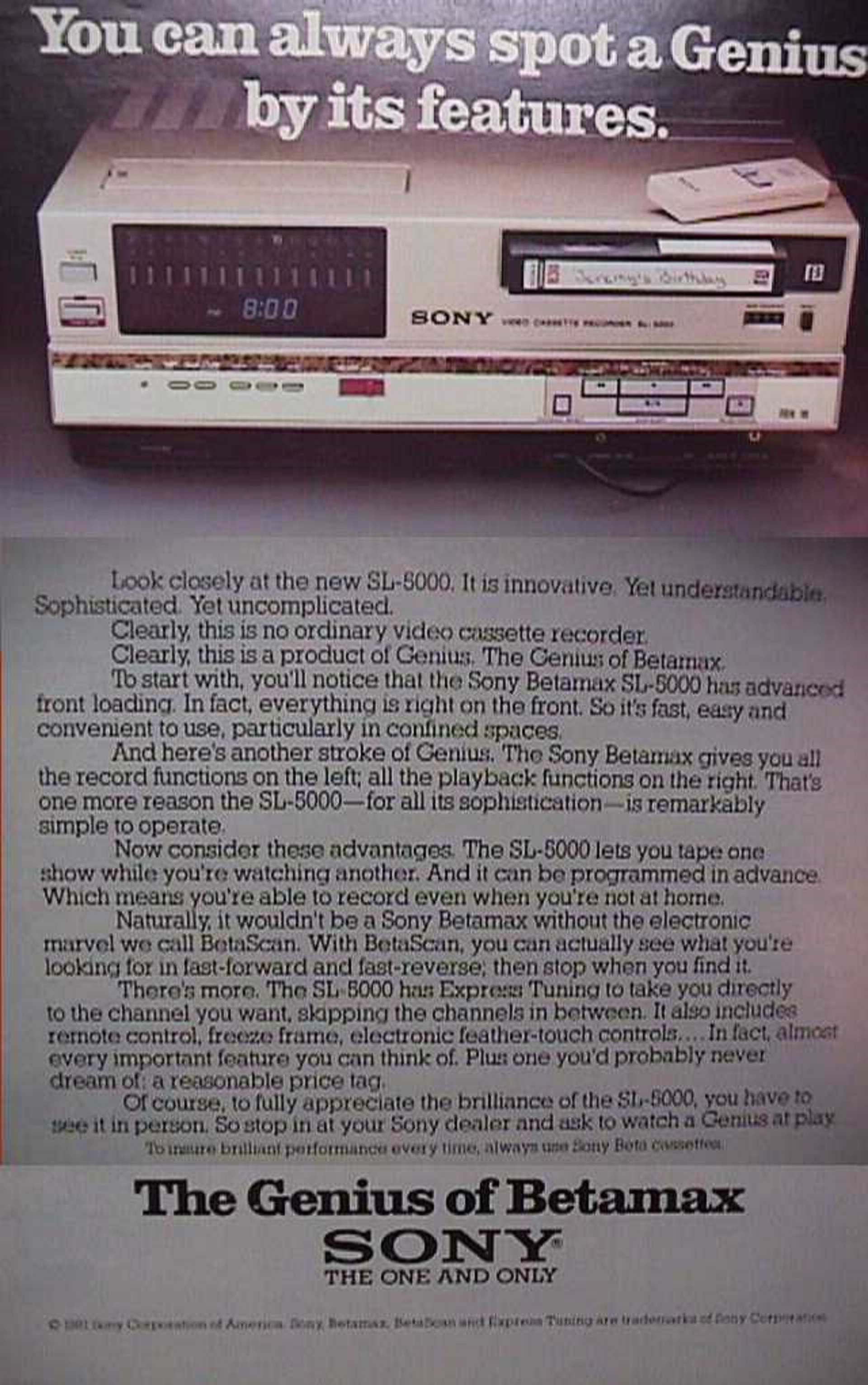 Betamax Comparison Chart