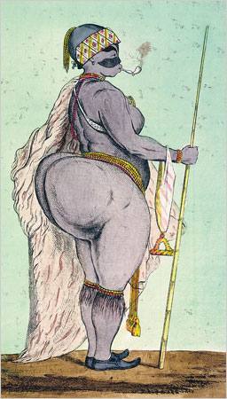 “Sartjee, the Hottentot Venus, Now Exhibiting in London, Drawn From Life,” read the caption on this engraving, circa 1810.