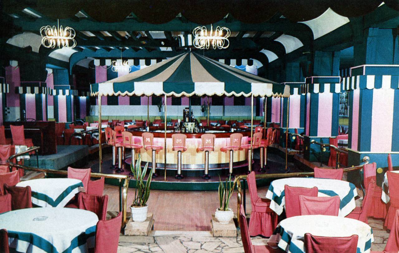 Famous Merry-Go-Round Ritz-Carlton_Hotel Atlantic City Scientifically Air-Conditioned The Boardwalk's most unique rendezvous where there is dancing daily postmarked 1956