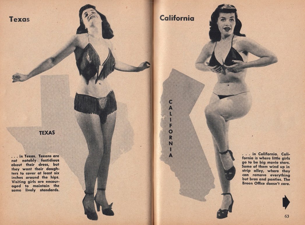 Vintage Guide for Strip-teasers: Bettie Page Illustrates What Strippers Are  Allowed To Show By State - Flashbak