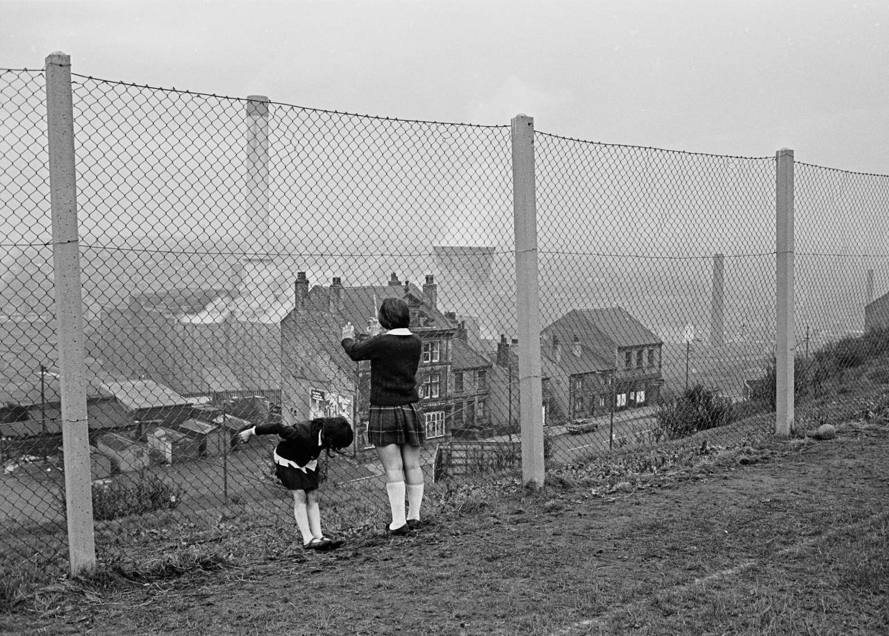 Children and fence, Bradford 1969 