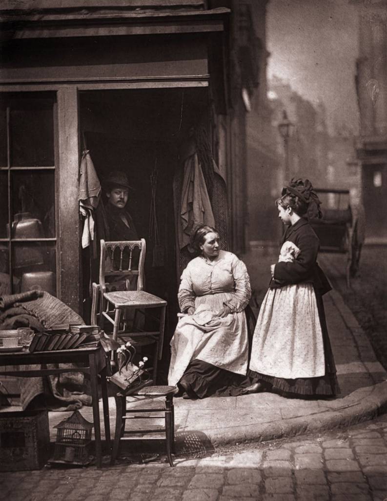 1877: A second hand furniture shop in London. Original Publication: From 'Street Life In London' by John Thomson and Adolphe Smith - pub. 1877 (Photo by John Thomson/Hulton Archive/Getty Images)