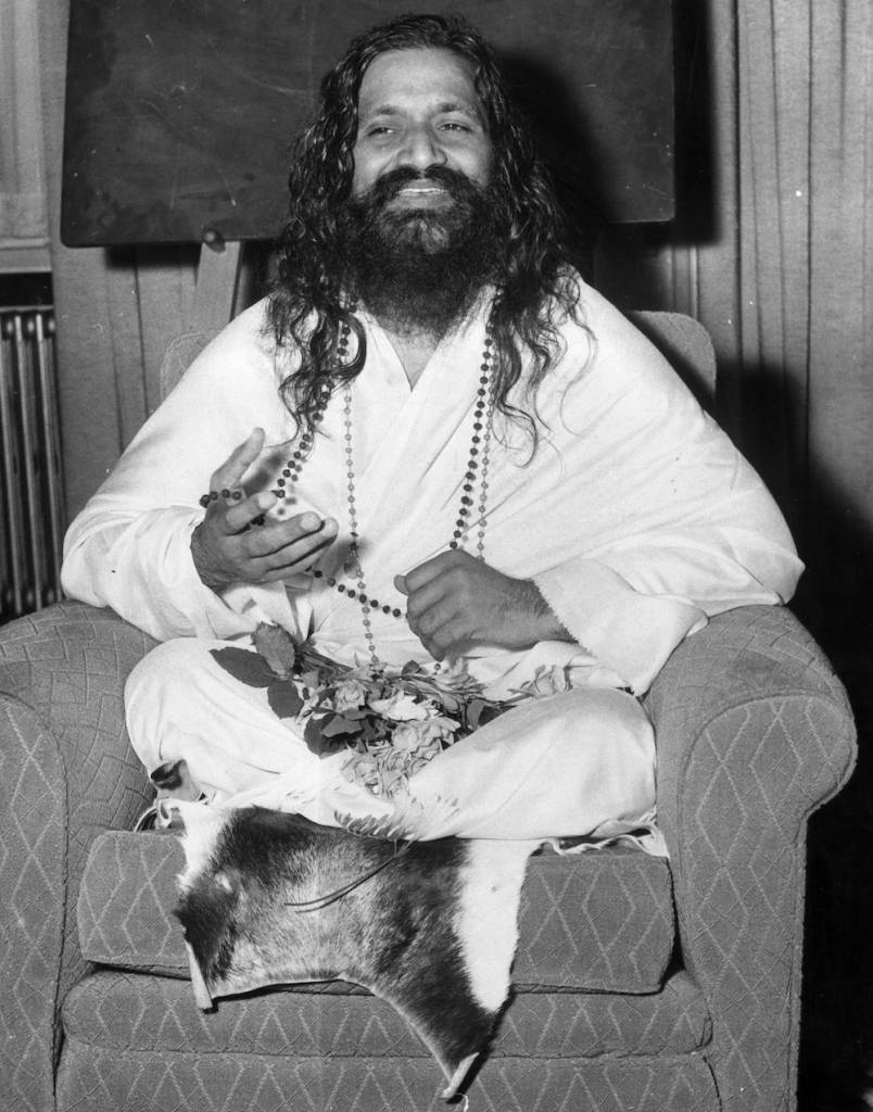18th September 1961: The Maharishi Mahesh Yogi visits London to spread his teachings on Transcendental Meditation as the key to a stress-free life. (Photo by Keystone/Getty Images)