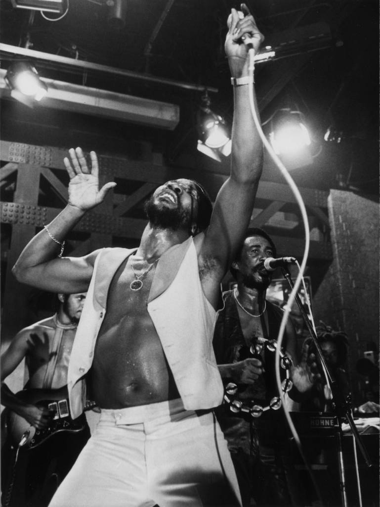 7th May 1981:  Jamaican reggae and ska group Toots And The Maytals performing on the first of 17 hot nights of jazz, reggae and salsa on the menu at the 15th Montreux Jazz Festival.  (Photo by Keystone/Getty Images)