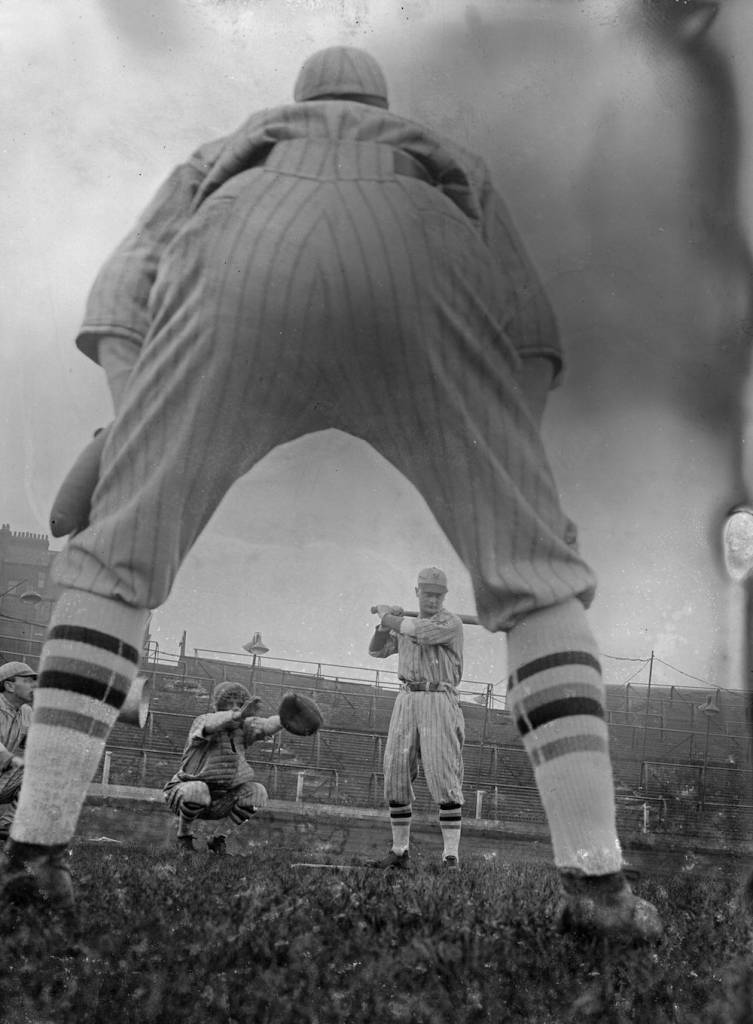 7th May 1930:  Ready for action as a  baseball season starts at Stamford Bridge, London.  (Photo by Fox Photos/Getty Images)
