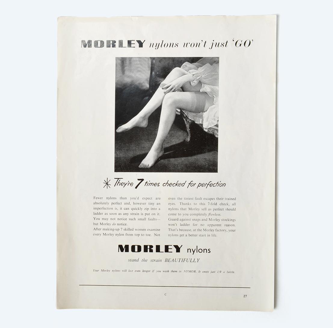 I&R Morley Nylon Stockings a magazine advert from 1955.