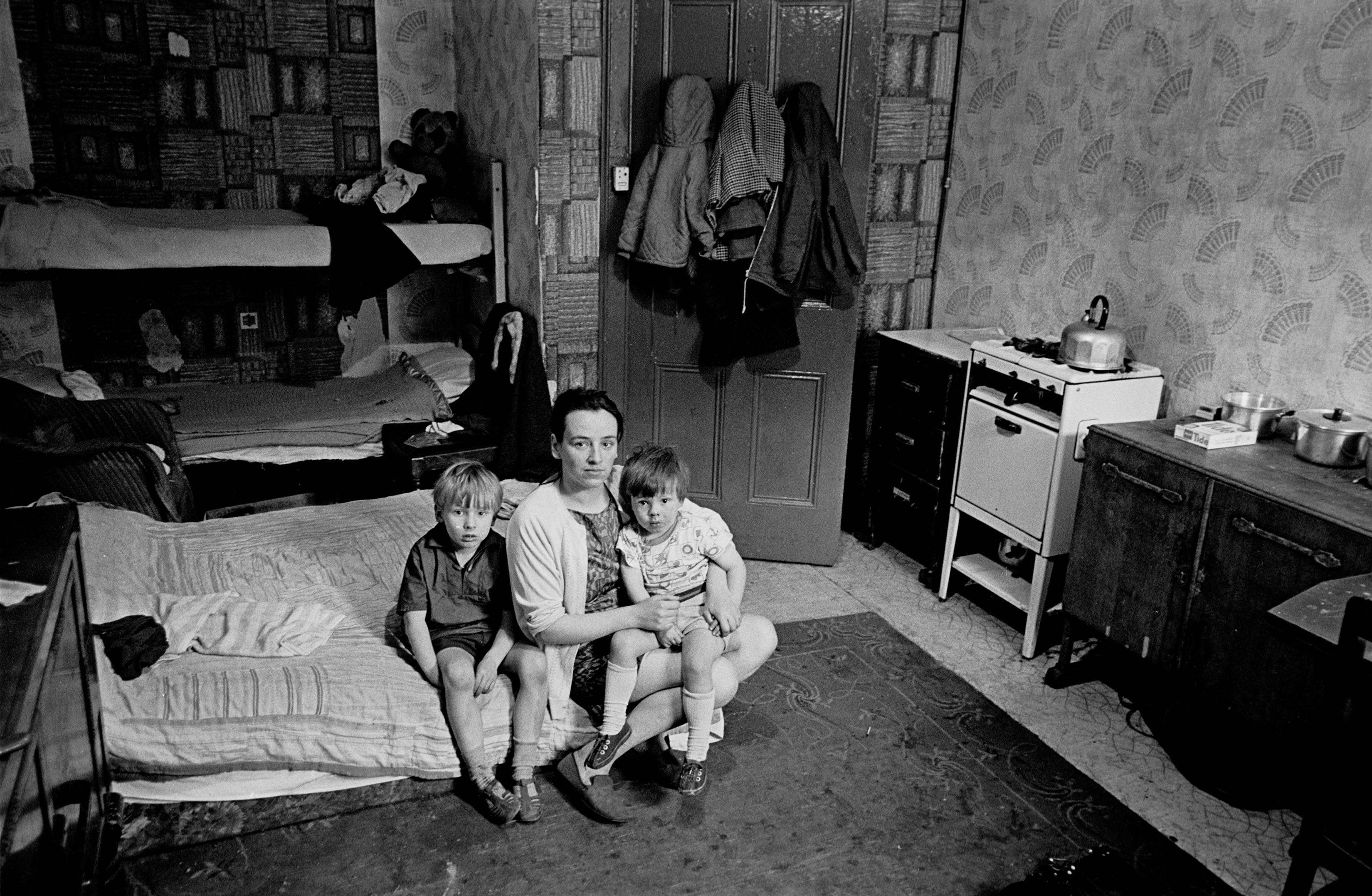 Mother living with her children in an overcrowded single end tenement flat Glasgow 1971 373 18