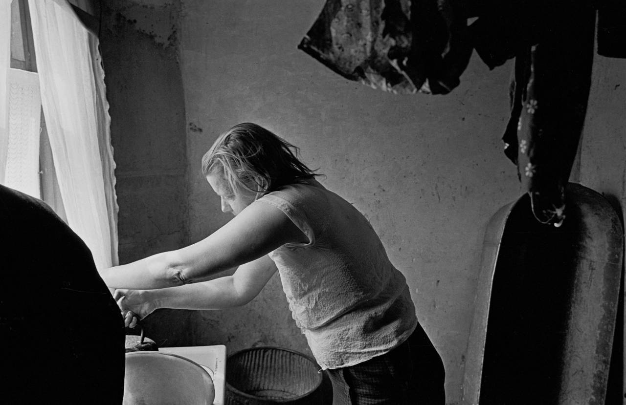 Mrs Tandy at litchen sink Sheffield 1969