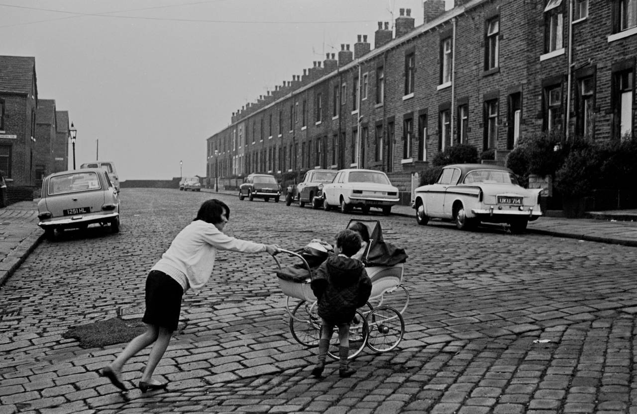 Pushing pam up the hill, Bradford 1970