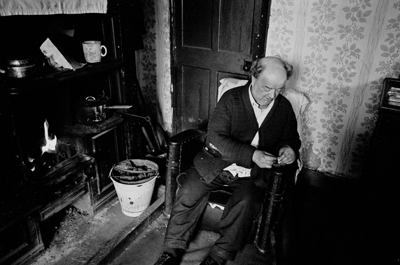 Single senior citizen living in slum clearance property, Bradford 1969