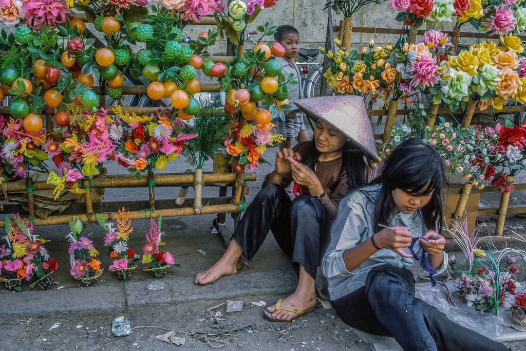 At My Tho's market in 1969. (Dinh Tuong Province in Vietnam's Mekong Delta) (scanned colour slide)