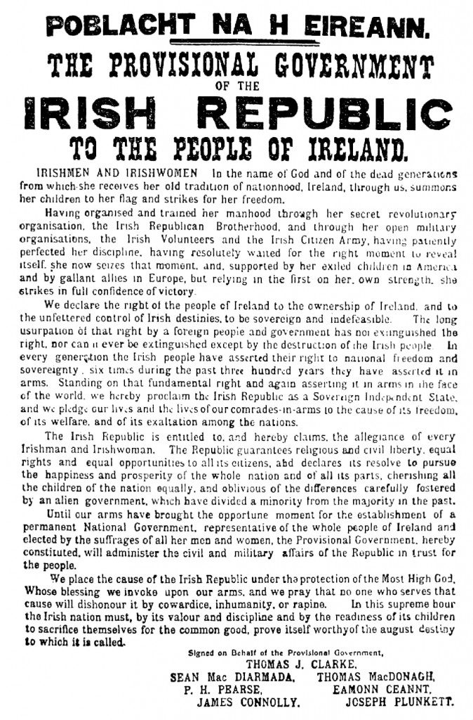 The Easter Proclamation of 1916.