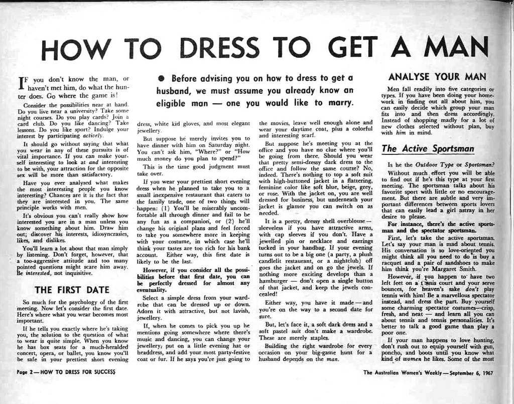 How To Dress For Success And To Get A Man: A 1967 Guide For