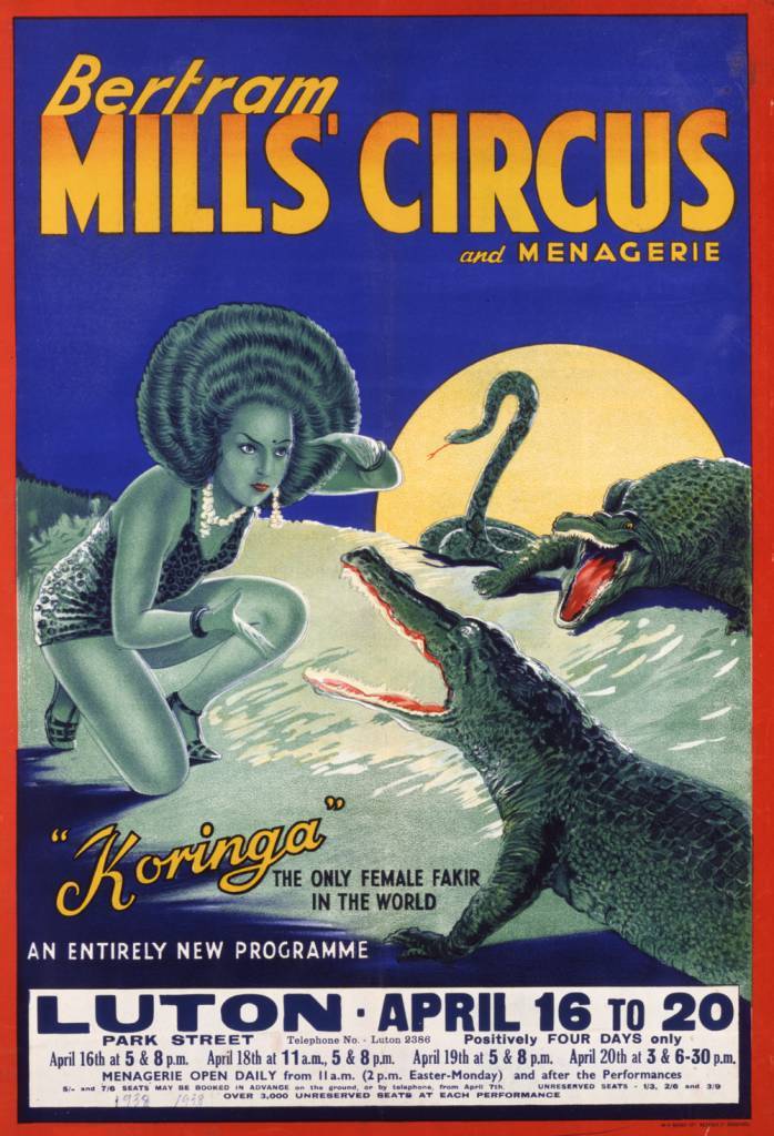 Poster for Bertram Mills Circus and Menagerie - "Koringa" from 1938.