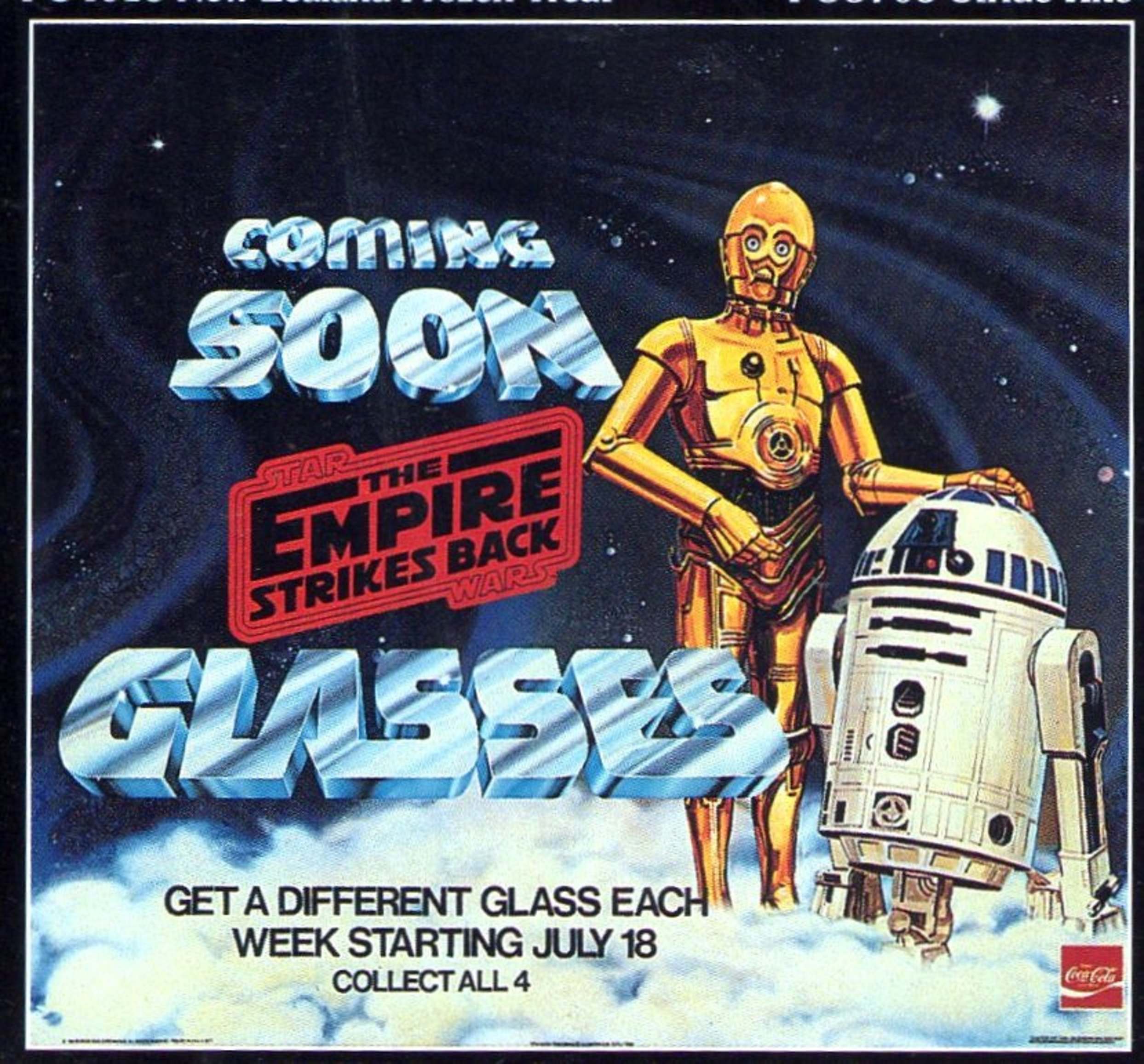 1980s Star Wars Burger King Coca Cola Glasses, CHOOSE YOUR FAVORITE,  Vintage 1980 Empire Strikes Back Movie, Boba Fett Gifts 