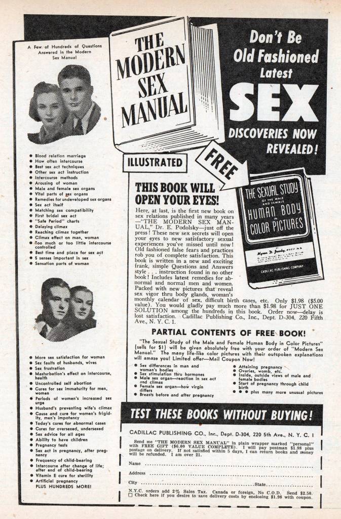 Sex Instruction Book Ads vintage 