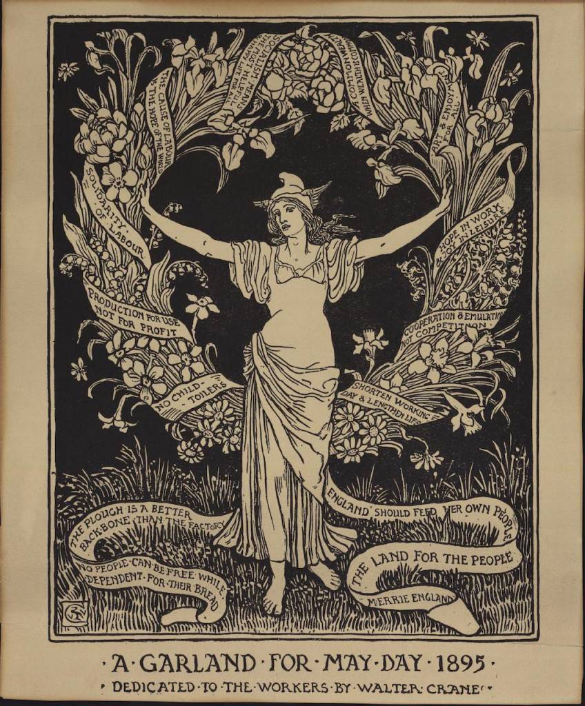 “A Garland for May Day 1895” (1895), Walter Crane, original relief print