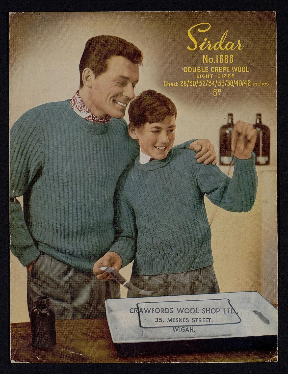 1950/60s Man's Sweater-hipster-vintage Knitting Pattern copia 