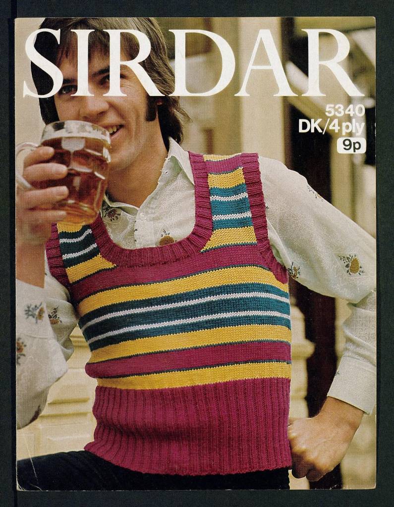 Tank top - [in] Wash 'n' Wear Double Crepe, Superwash D.K. or Double Knitting Wool, Tricel Nylon Double Crepe, Wash 'n' Wear Crepe 4 ply, Fontein Crepe Wool 4 ply, Courtelle Crepe 4 ply by Sirdar Published 1970s