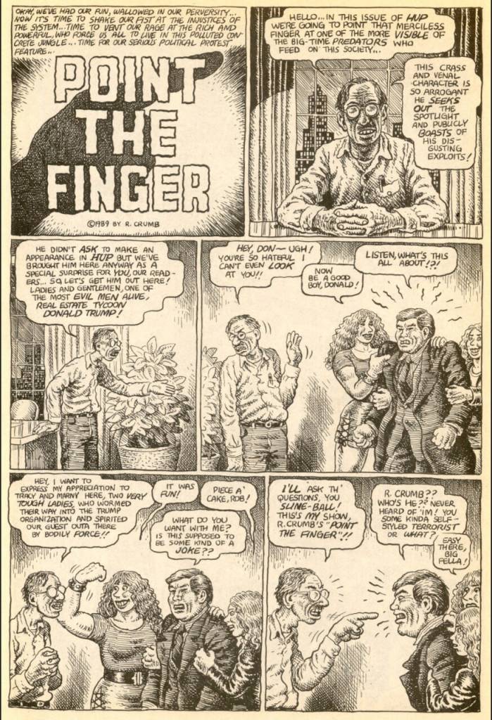 R Crumb Donald Trump point the fingers 1989 point the finger