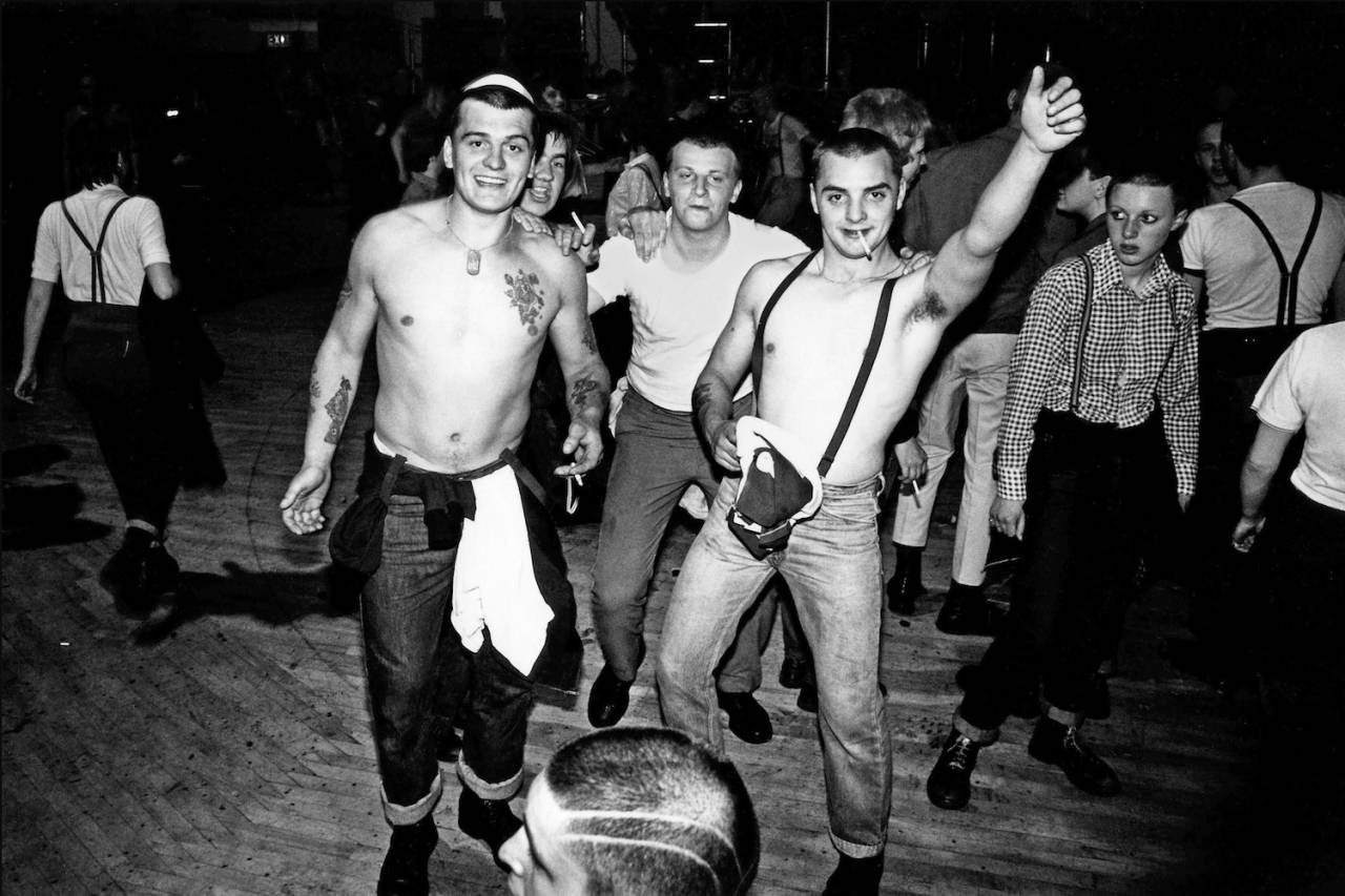 Skinheads at a Bad Manners gig, Ska, 2 Tone fans, UK 1980