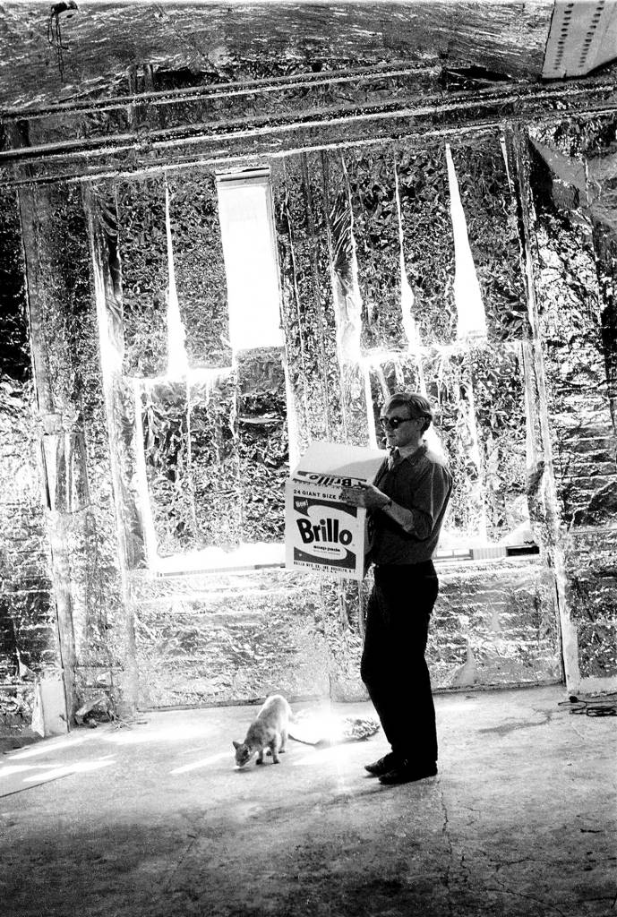 Andy Warhold Brillo silver Factory, photo by Billy Name 1964