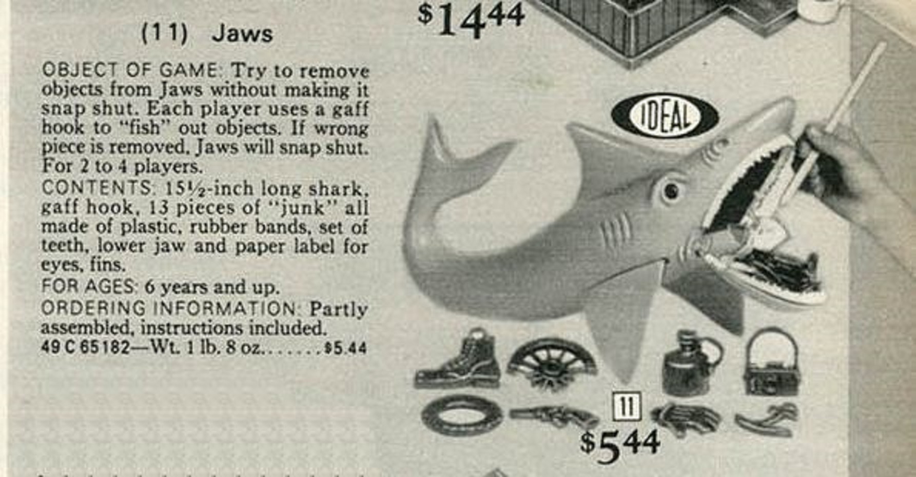 Vintage 1975 Ideal The Game Of JAWS Shark Universal No Instructions No Box.