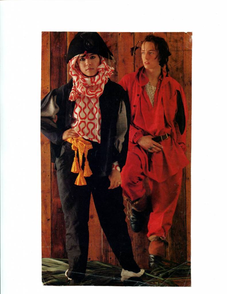 Annabella Lwin and Matthew Ashman from Bow Wow Wow in Worlds End Pirate clothing designed by Vivienne Westwood & Malcolm McLaren, circa 1981