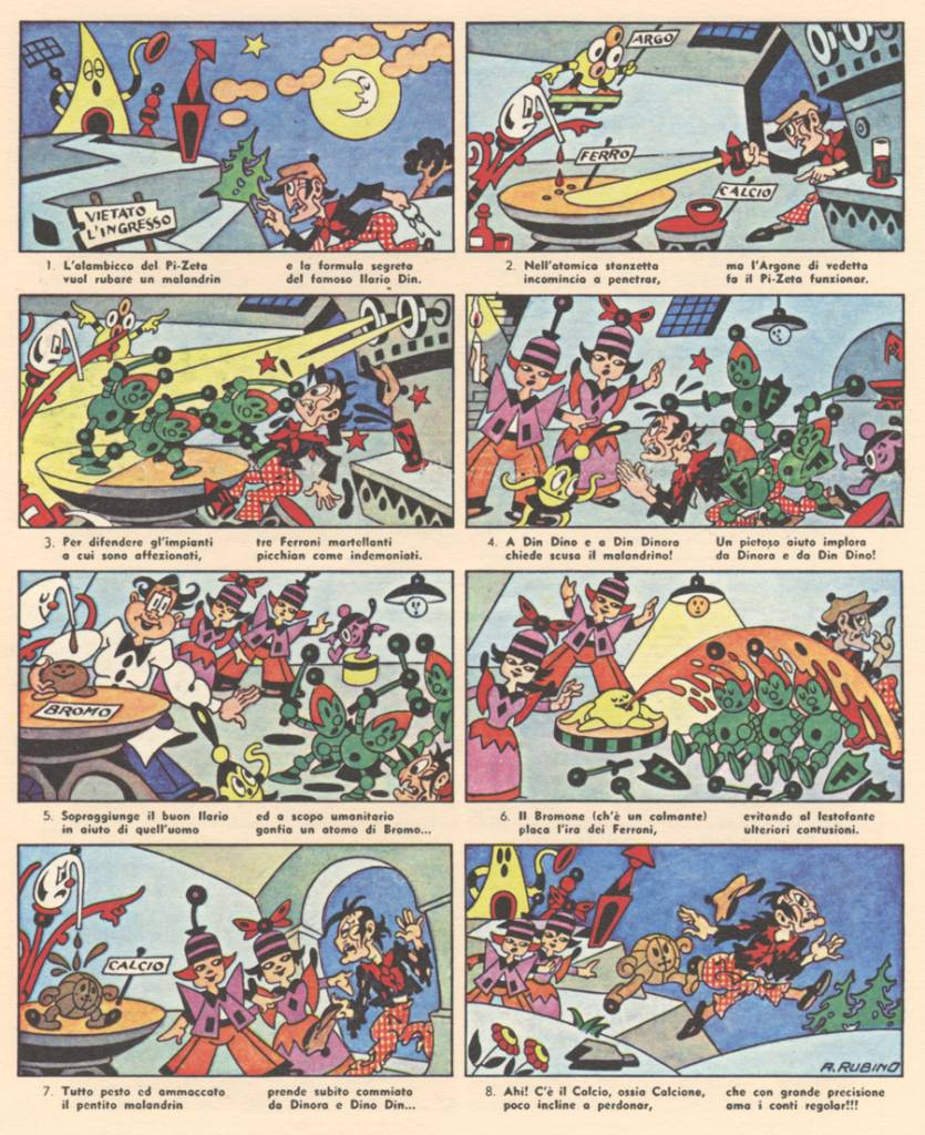 Antonio Rubino, Dino Din e Din Dinora comic, Corriere dei Piccoli 1955