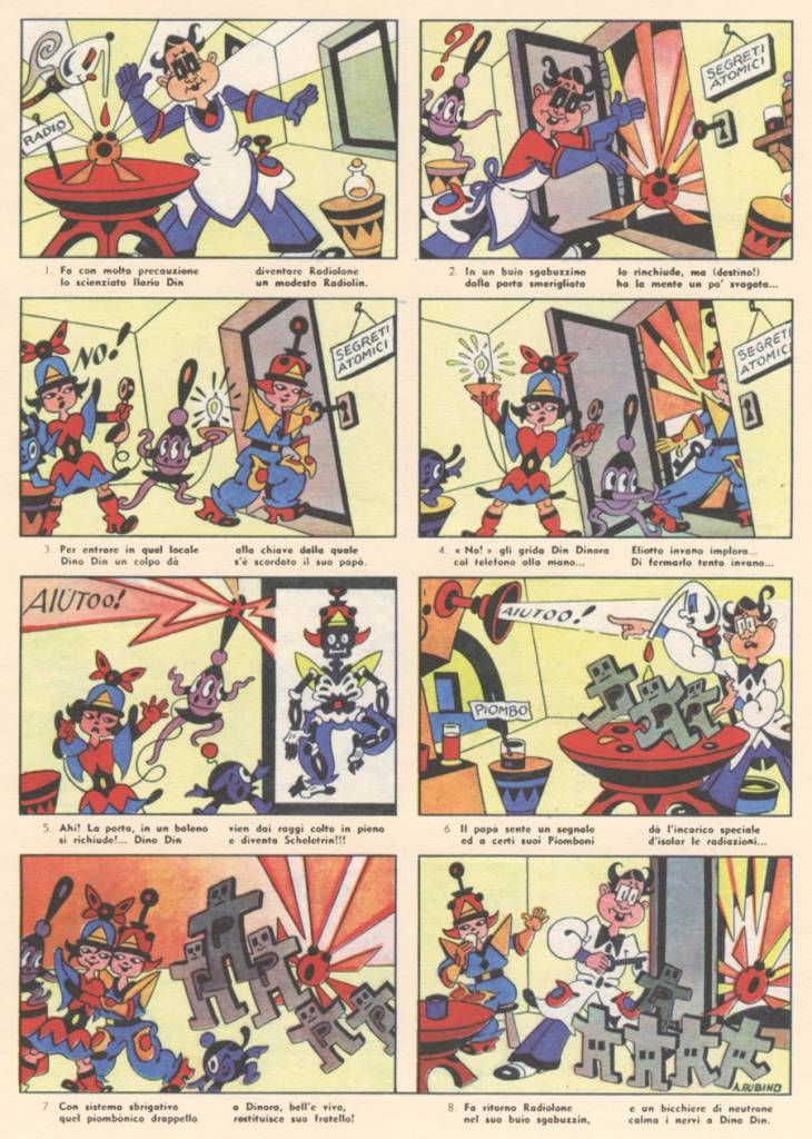 Antonio Rubino, Dino Din e Din Dinora comic, Corriere dei Piccoli, 1956