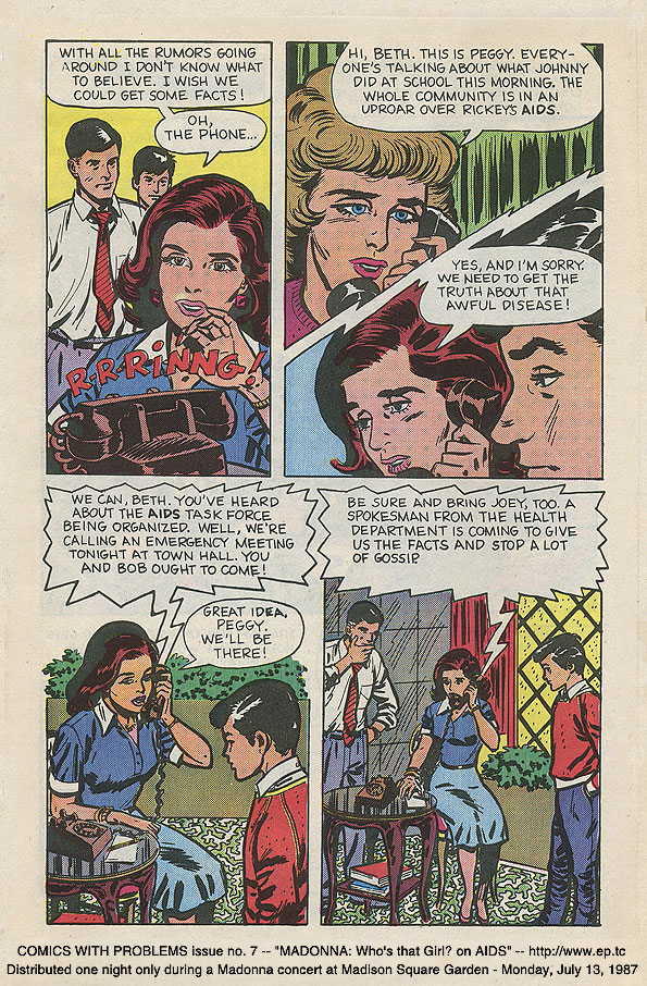 madonna AIDS New York 1987 comic programme 