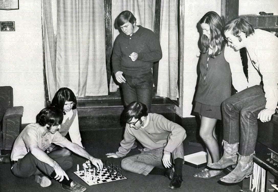 vintage youth playing chess