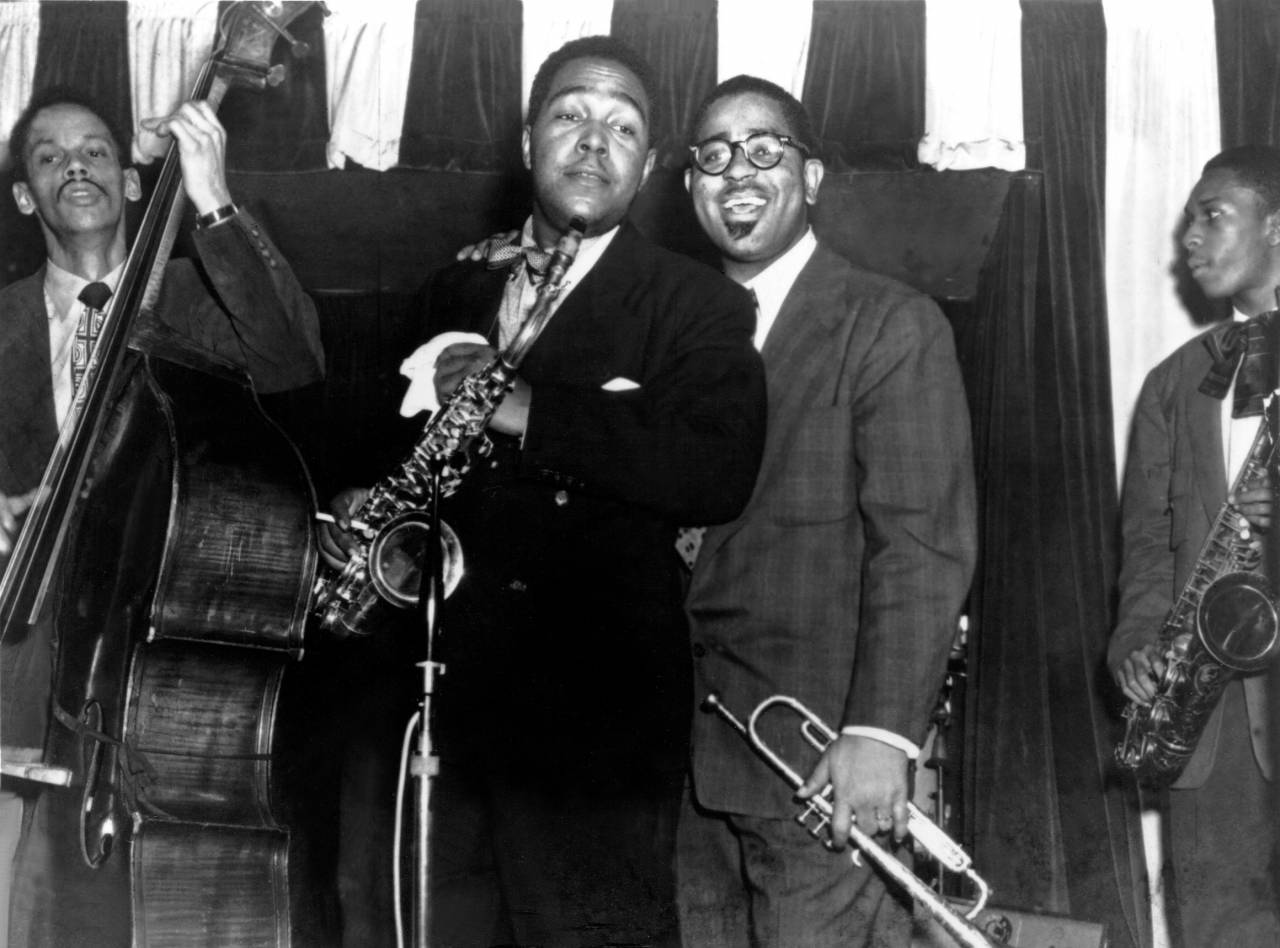 No Merchandising. Editorial Use Only. No Book Cover Usage Mandatory Credit: Photo by Everett/REX/Shutterstock (477440ba) Charlie Parker, Dizzy Gillespie and a young John Coltrane JAZZ AND BLUES MUSICIANS