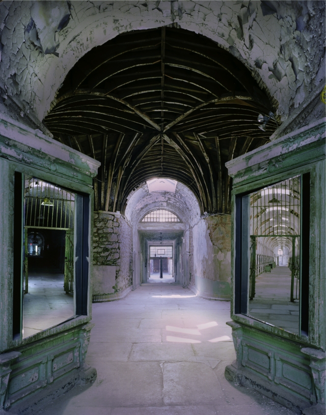 All seven original cellblocks could be seen by a single overseer or guard from the Central Rotunda. However, when Cellblocks 8 and 9 were added in 1877, mirrors had to be installed in the hallway to allow guards to see down these new blocks from the center.