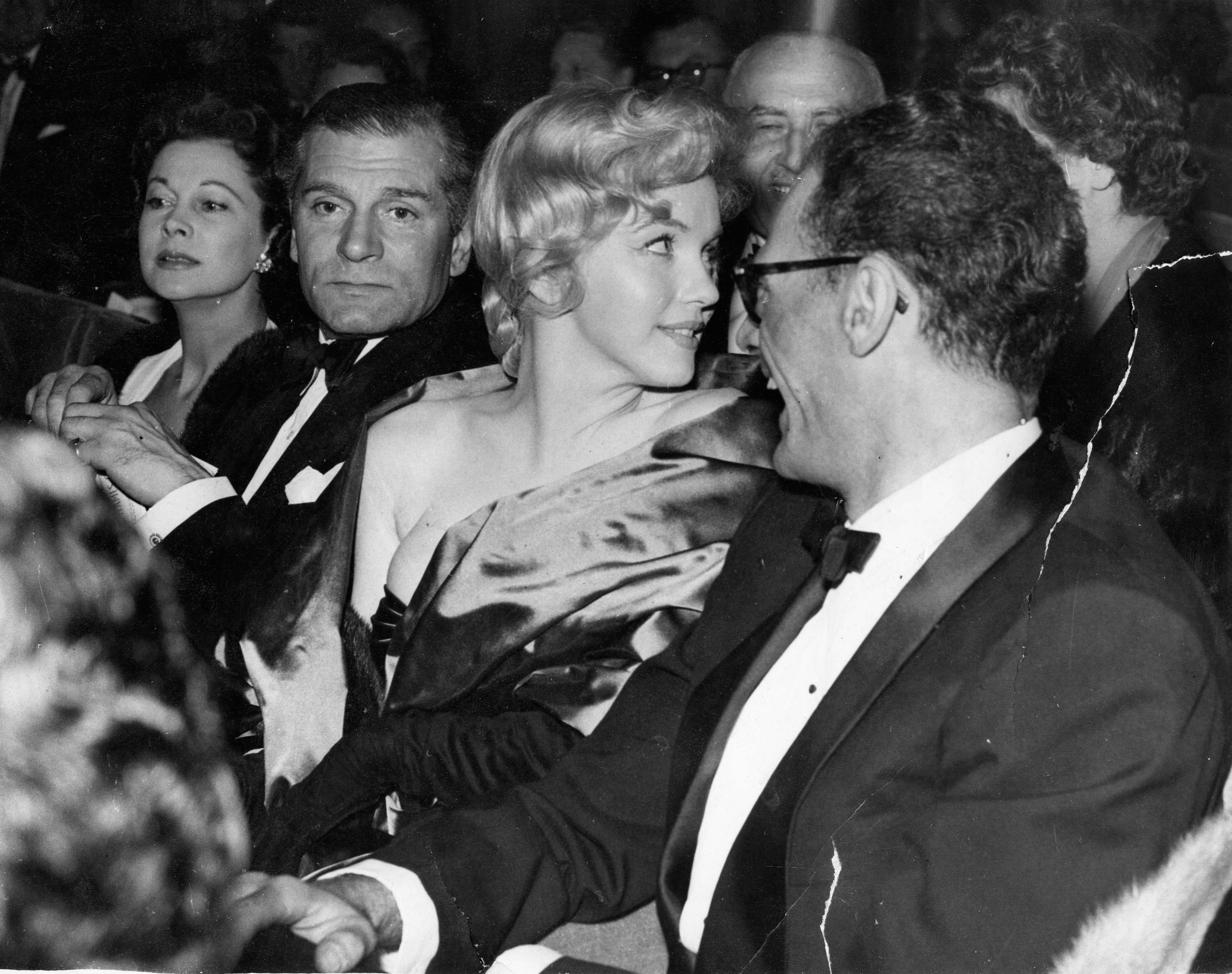 Marilyn Monroe with husband Arthur Miller at his play 'A View from the Bridge'